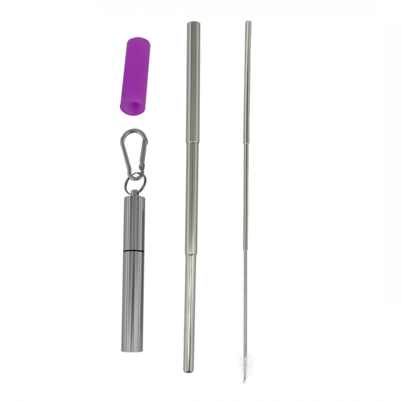 Telescopic Disposable Metal Straws Stainless Steel Straws Reusable Portable Adjustable Length for Most Tumblers and Cups