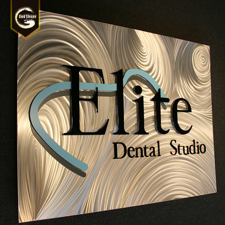 Factory cheap price brushed stainless steel 3d raised up letter signage metal lobby logo reception  sign