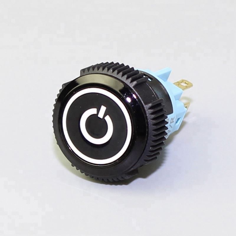 19mm Plastic Flat Button 5Pin Momentary Illuminated Waterproof Plastic Push Button Switch
