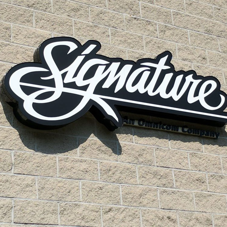 Custom made advertising signage illuminated outdoor stainless steel front lit channel letters