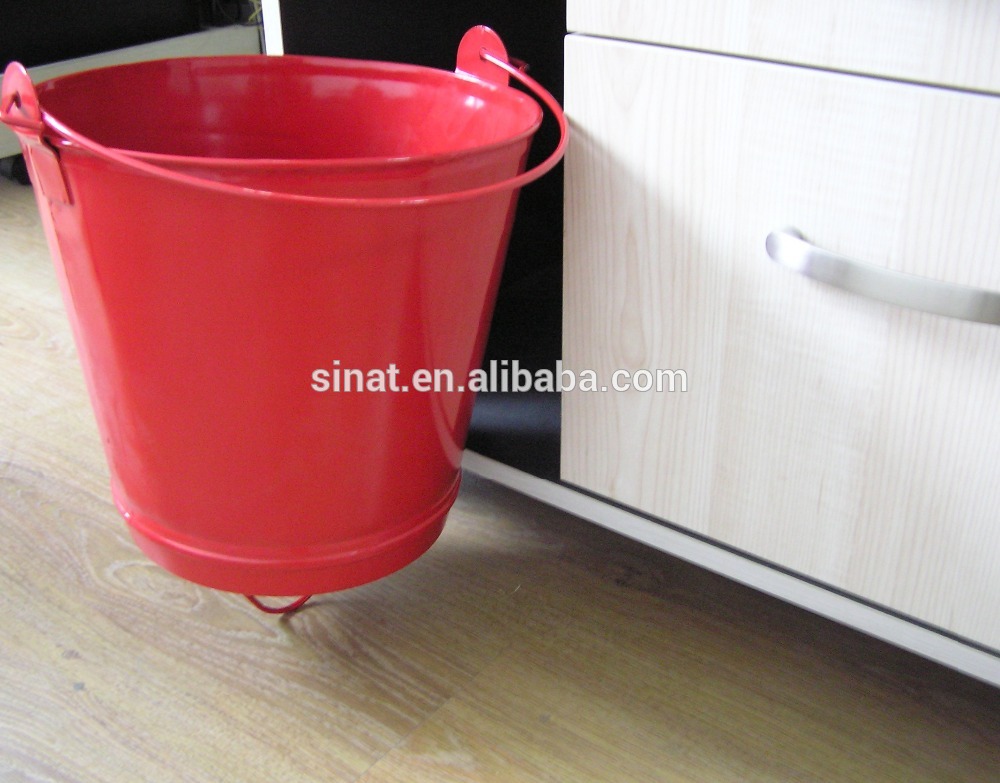 Metal fire bucket for fire fighting equipment with handle on bottom