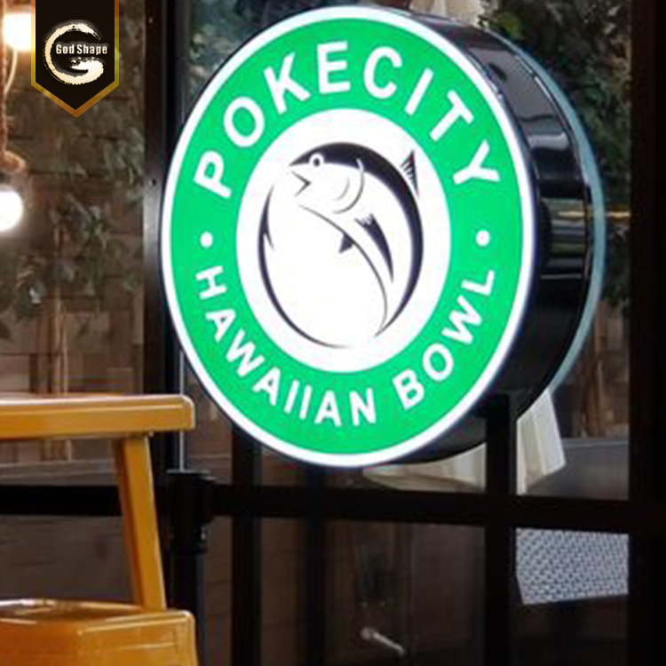 China manufacturer OEM customized Logo Acrylic round Light Box sign outdoor pub sign LED  light box