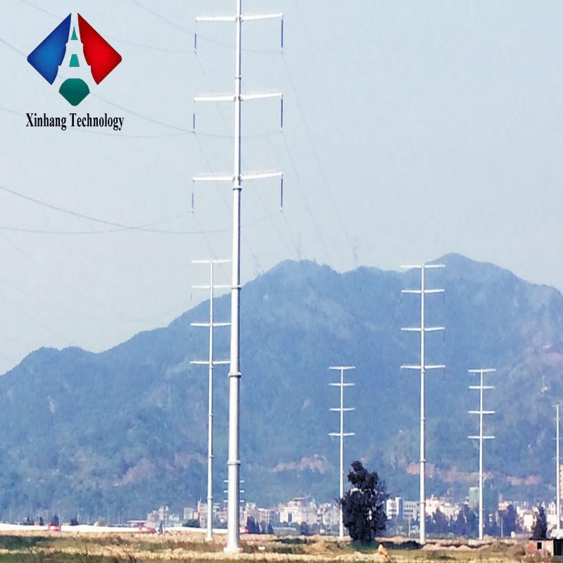 self- support 30 meter electric transmission 132kv steel tubular pole galvanized guy tower