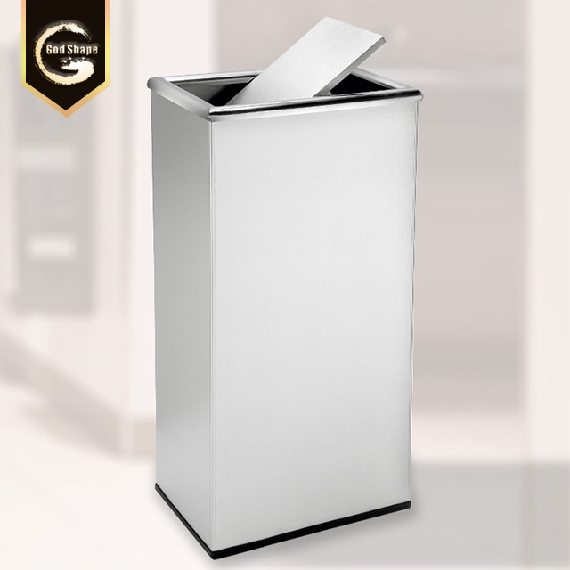 Factory Hot Sell Large High Quality Advertising Outdoor Stainless Steel Black Trash Can Waste Bins
