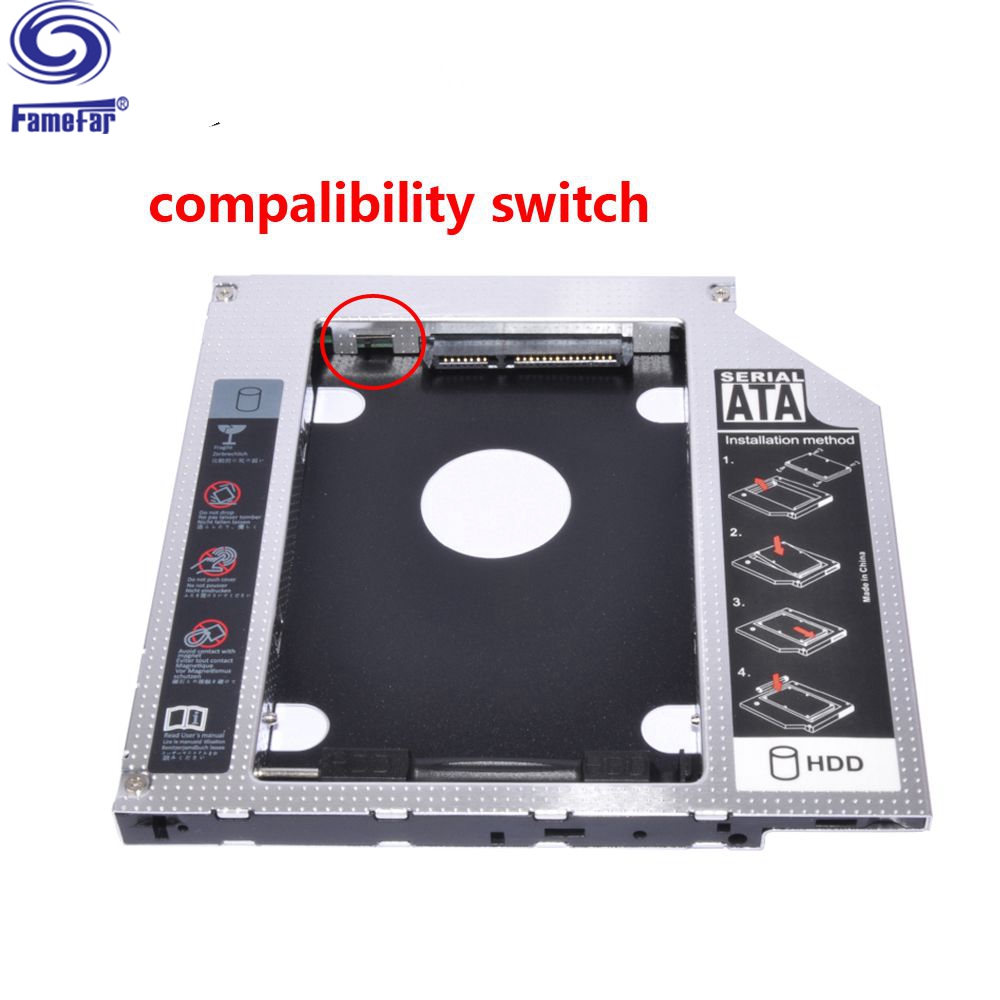 12.7mm 9.5mm Aluminum Universal 2.5 sata 9.5 mm second hdd caddy for 2.5 Hard Drive SSD Case Laptop CD-ROM Optibay