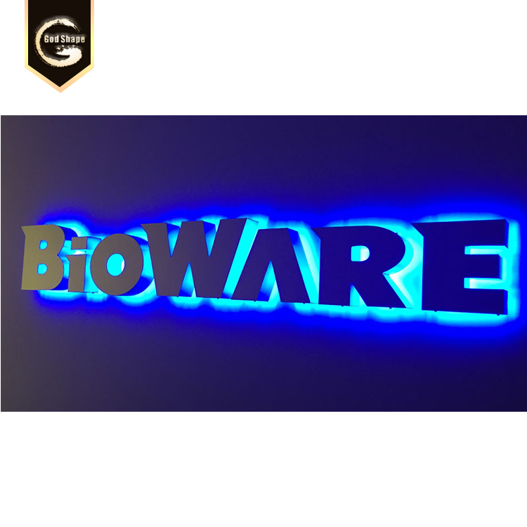 advertising channel letters reverse light sign led backlit signage brushed stainless steel metal sign
