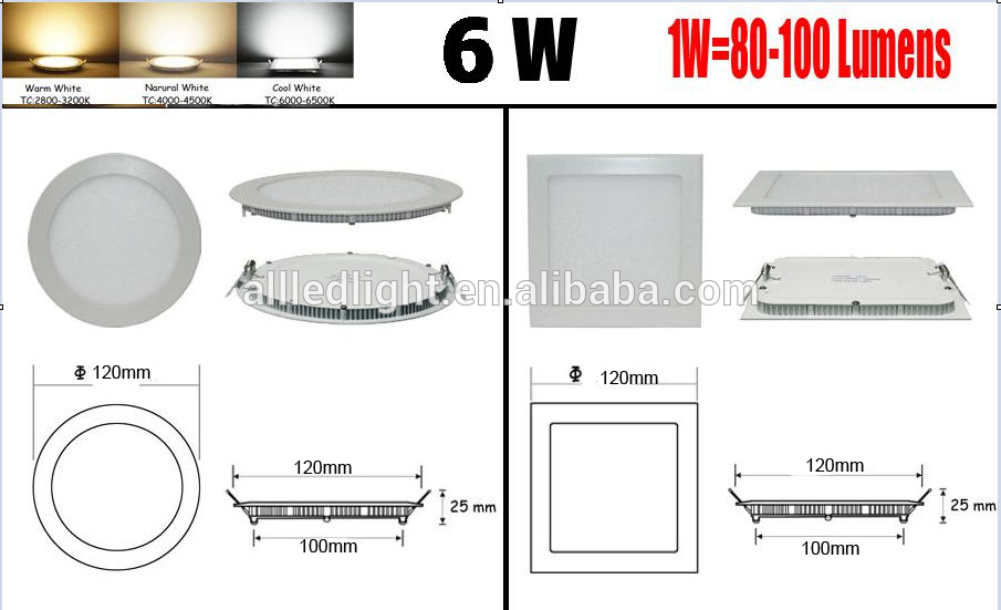 Ultra Bright 3W 6W 9W 12W 15W 24W Led Ceiling Recessed Downlight Round/Square Panel light Led Panel Bulb Lamp Light