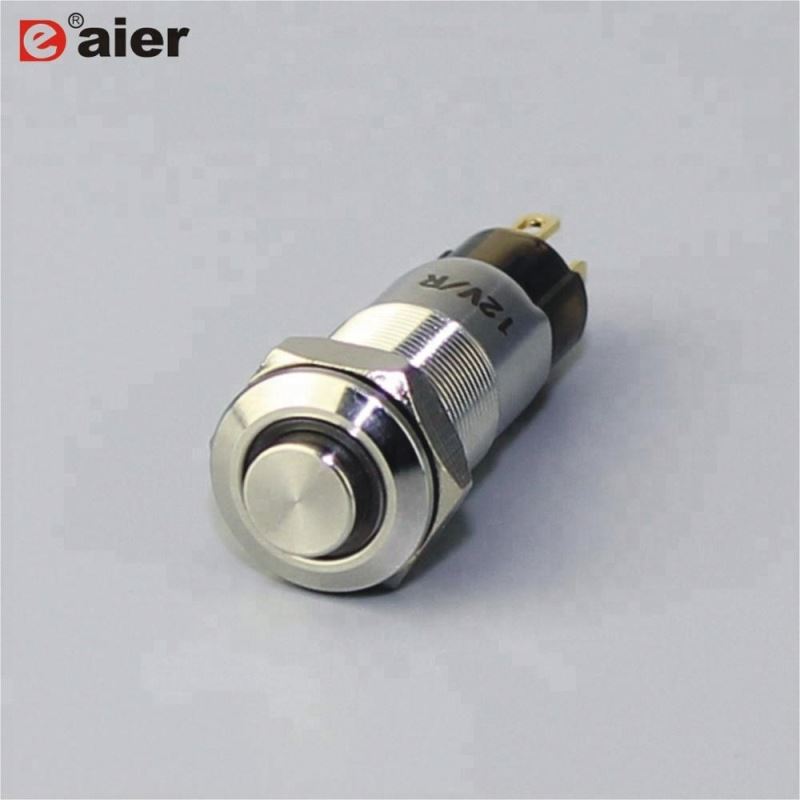 High Round Button Ring Illuminate Soldering terminal 4Pin SPST Metal 10 MM Momentary Push Button Switch