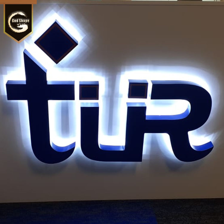 Mounted Spacer Stainless steel frame backlit light up letters sign for office reception use