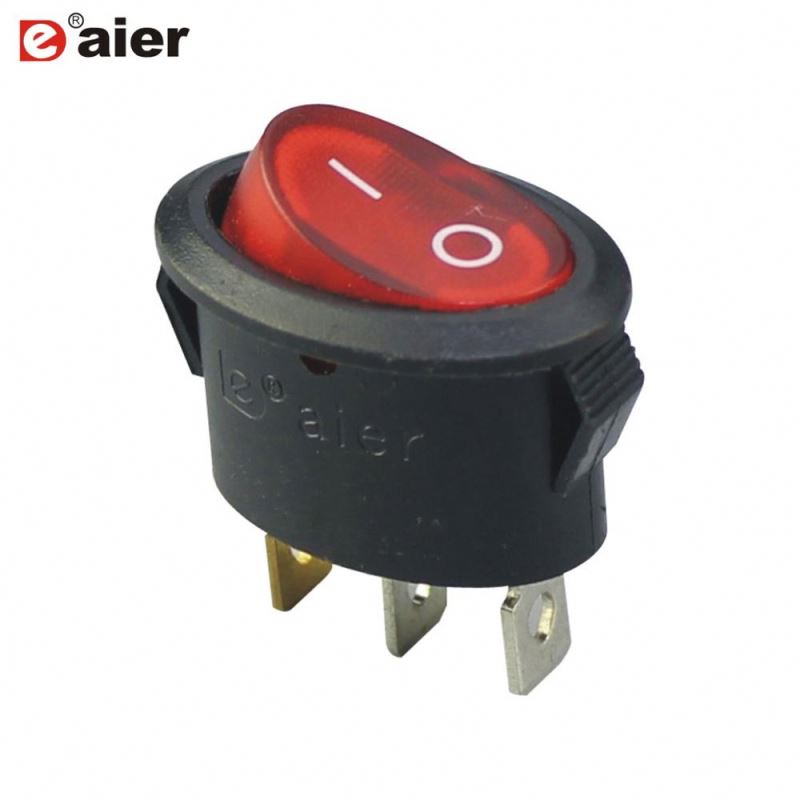 Miniature SPST Round Boat Oval Illuminated Rocker Switch 12V