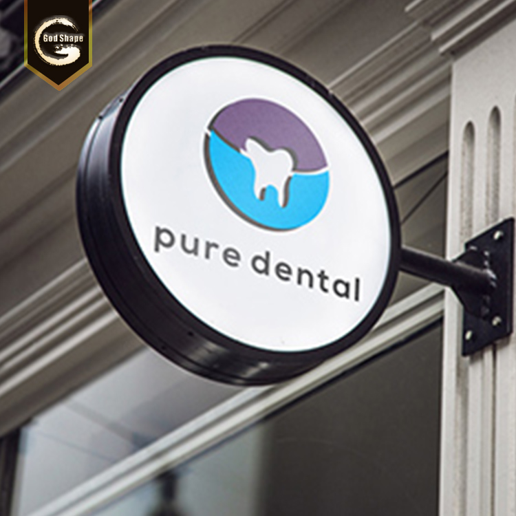 Advertising manufacturer outdoor display light box illuminated round projecting sign