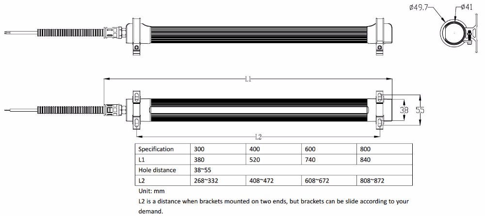 2018 Latest led machine work lights ONN M9S 16W IP67 waterproof LED tubular machine work lights