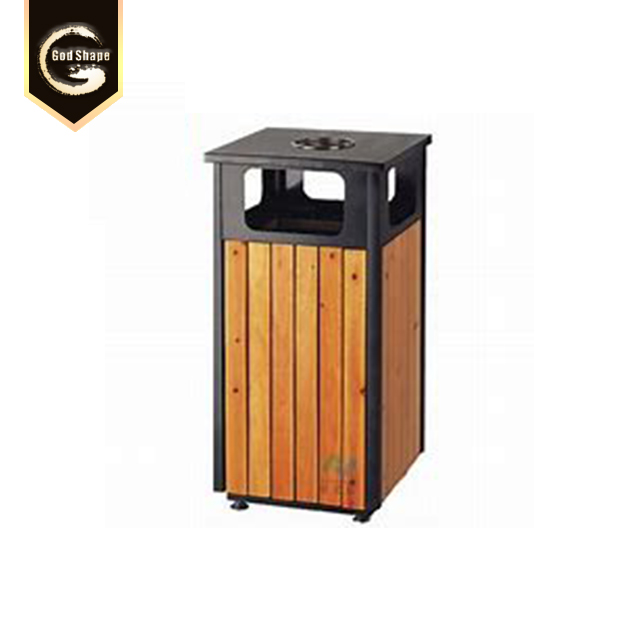 Custom Made Wooden Dustbin Street Recycling Outdoor Stainless Steel Office Garbage Metal Trash Can