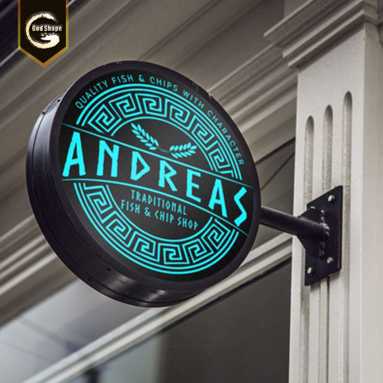 Factory cheap outdoor acrylic waterproof stainless steel metal double side led light box signage