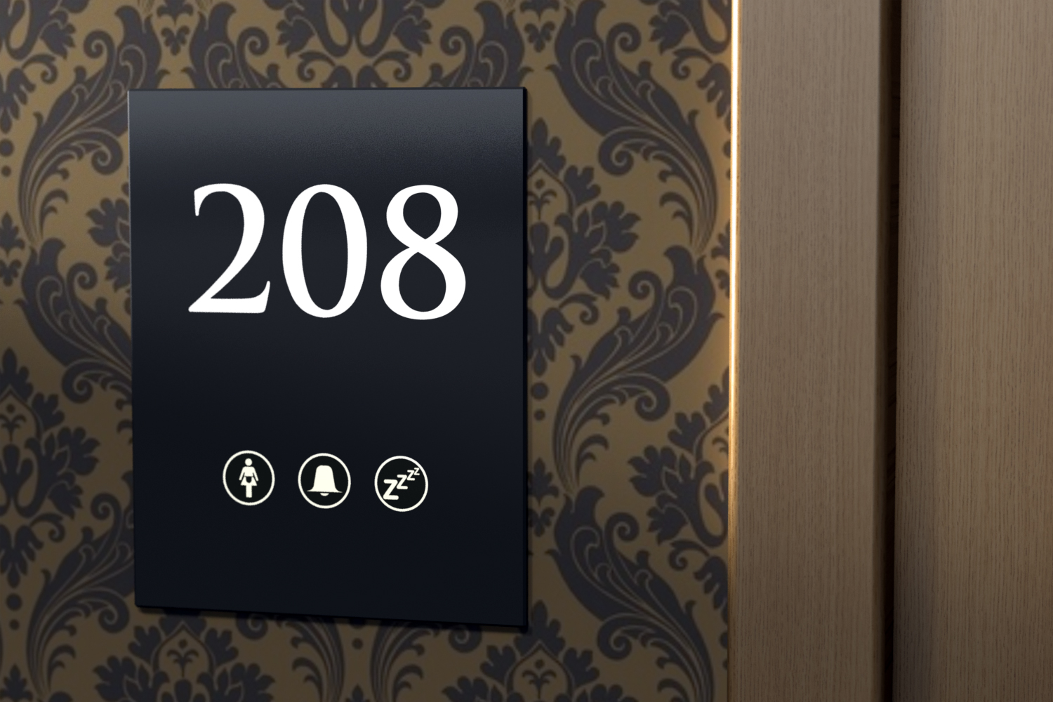 Office Door Name Signage Gold Room Number Metal Sign for Hotel