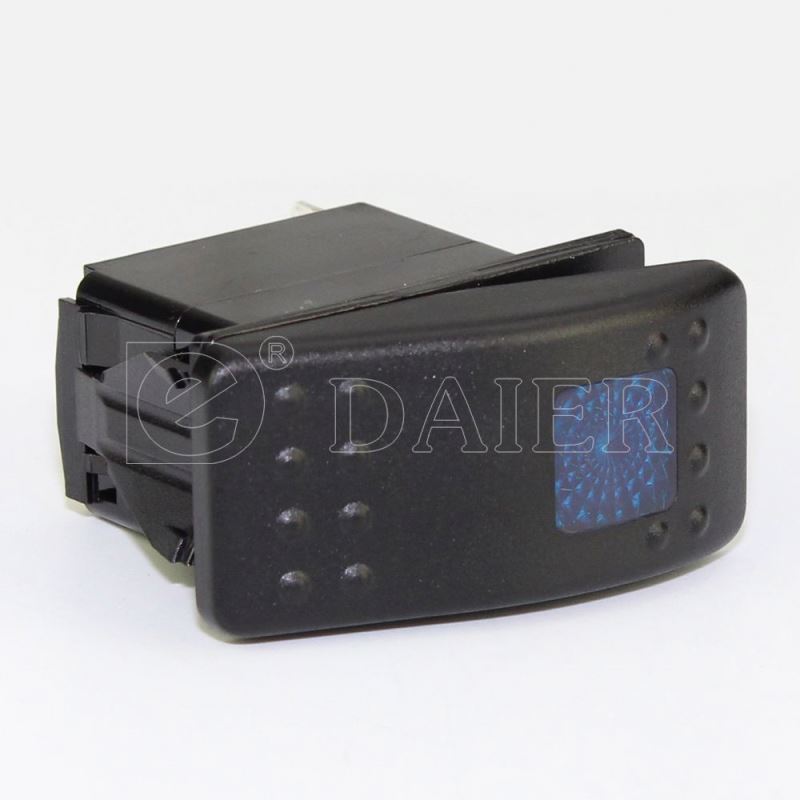 Black 20A 12VDC SPST 3Pin ON OFF Waterproof Rocker Single LED Marine Switch