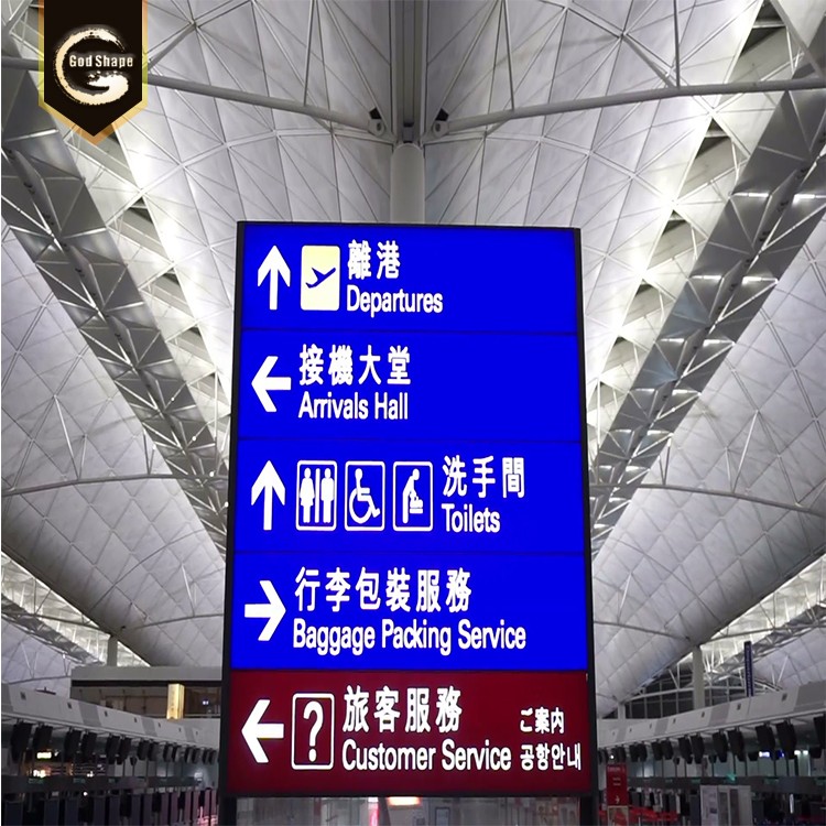 Custom high quality construction business signage board shopping mall  wayfinding direction sign led letters sign