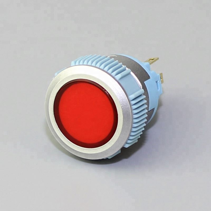 22mm Flat Button Lens Illuminated SPDT 5Pin IP67 Silver Color Momentary Or Latching Plastic Push Bottom Switch