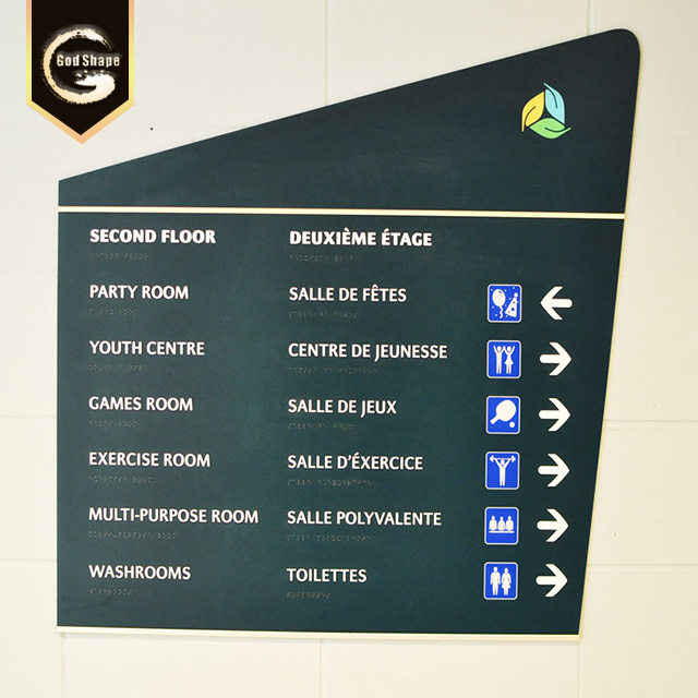 Aluminum Alloy Plaque Entrance Ada Sign with Arrow