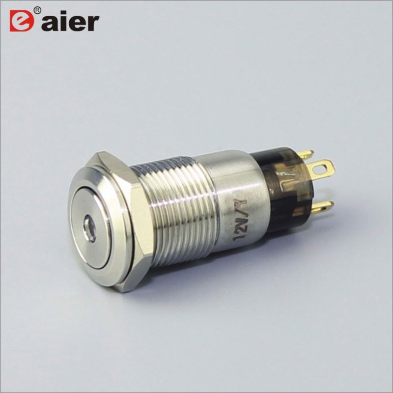 12mm Flat Button Dot Lamp SPST Latching Metal Push Button