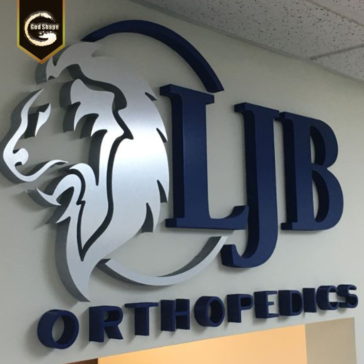 Custom made 3d raised up letter sign non-illuminated signage brushed  metal logo sign