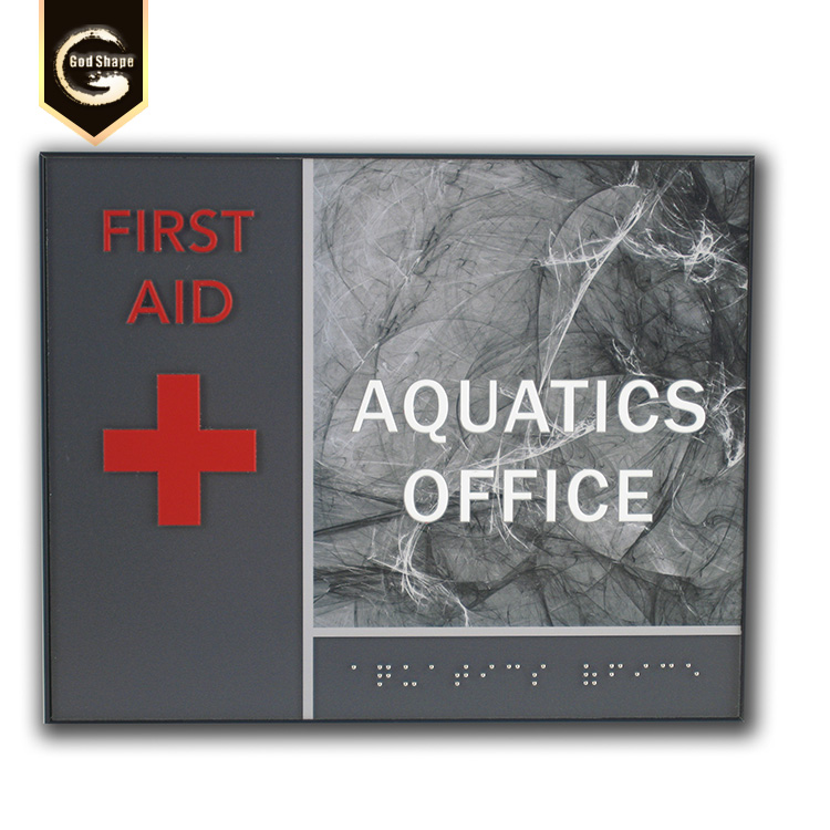 First Aid Acrylic ADA braille Sign Plate for hospital office