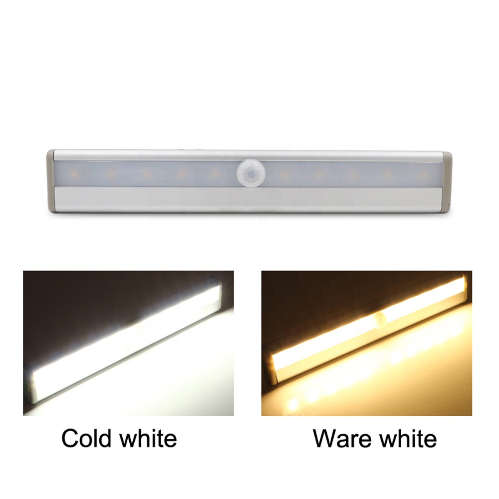 High Brightness USB Rechargeable Under Cabinet Lighting Night Light 10 Led PIR Motion Sensor Light