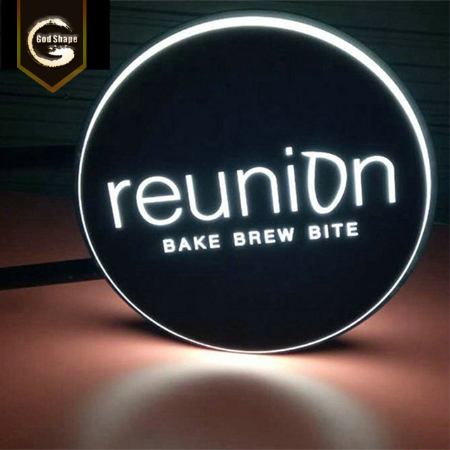 Exterior Double / Single Side Aluminum Frame Advertising Bar Club Wall Mounted Round LED Light Boxes Sign