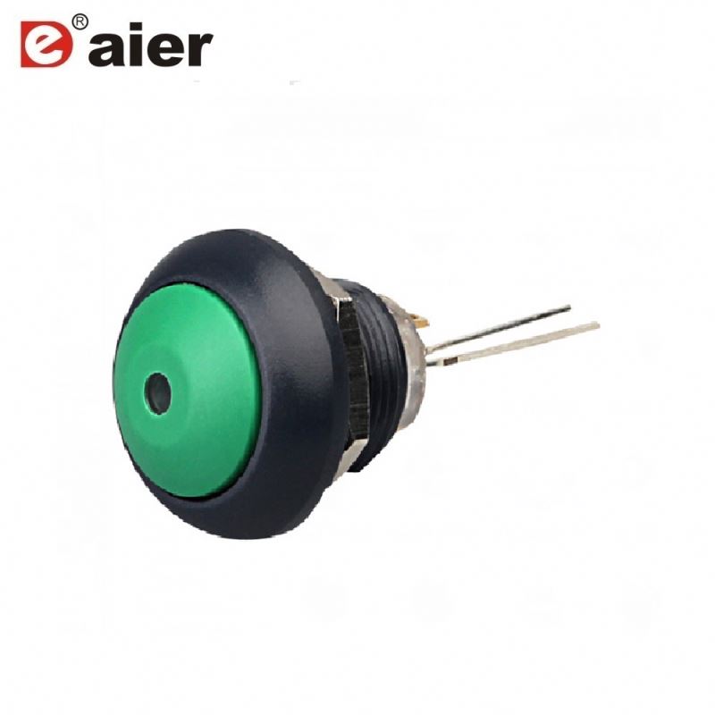 12mm green plastic dome push bottom switch with light 12V