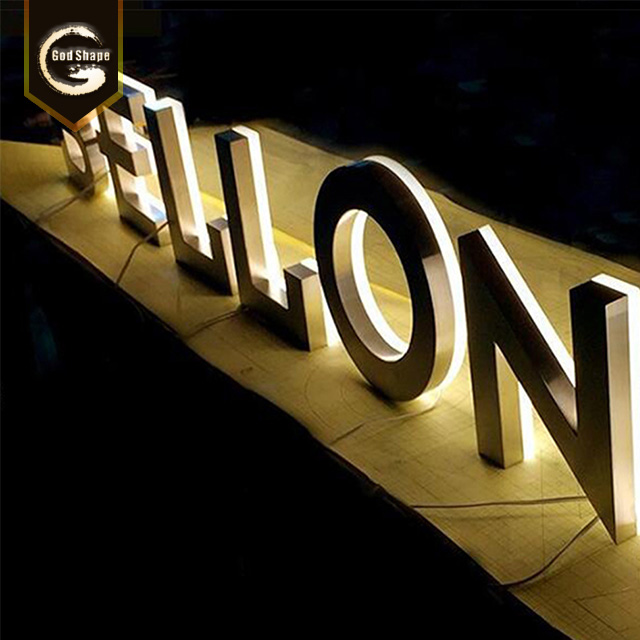 Business 3D stainless steel channel letter sign led facelit light name logo for building