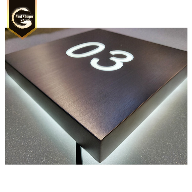 Factory Modern Company Name Background Wall Storefront Door Number Advertising Led Light Box Sign