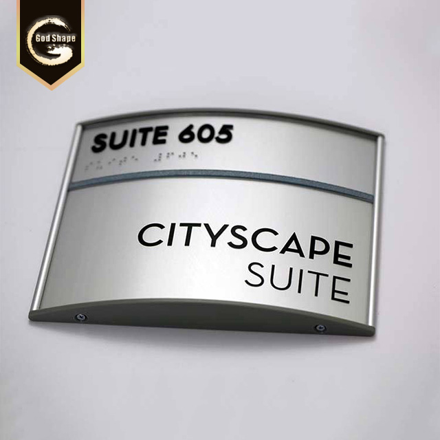 Curved Aluminum Profile Sign Wall Mounted Wayfinding Directional Sign