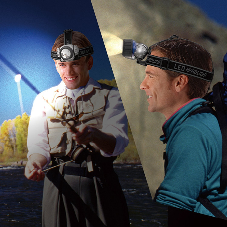 Battery Powered LED Headlamp Flashlight with White and Red Bulbs