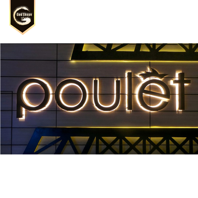 customized led logo sign 3d channel letter metal reverse store front logo sign