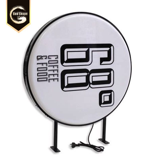 Factory Modern Advertising Wall Mounted Double Sided Round Metal Led Light Box Sign