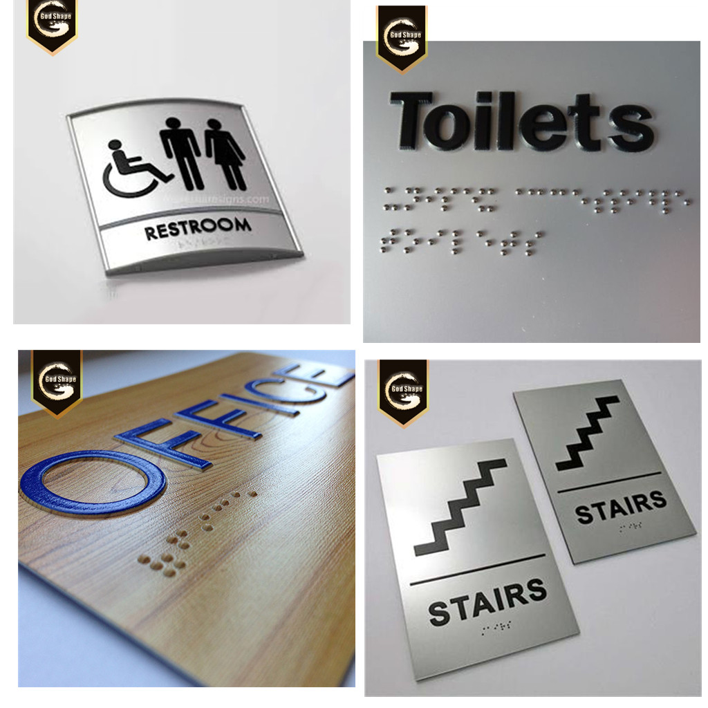 Hot Selling Factory ADA Braille Metal Sign Door Plate Stainless Steel Restroom Toilet Sign Door Office Sign