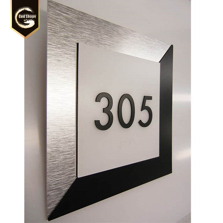 High quality outdoor building projector metal embossed custom bronze door plaque sign office hotel  sign