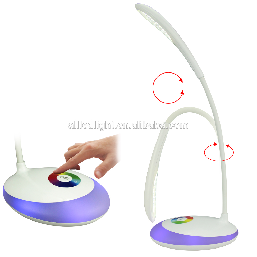 LED  Flexible arm Desk Lamp With  Colorful RGB Night Light Dimmable USB  LED Table Lamp For Kids Study