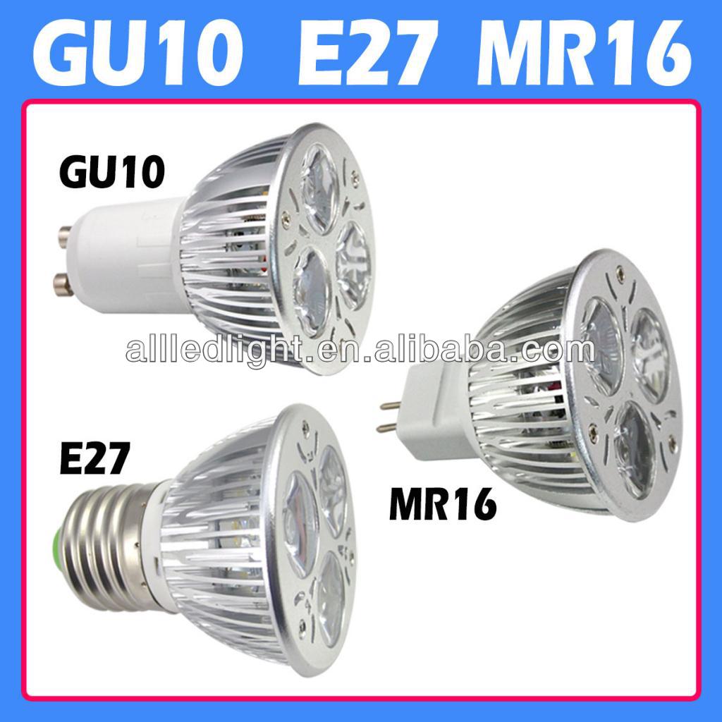 E27 GU10 GU5.3 MR16 high power led 3W led spot light