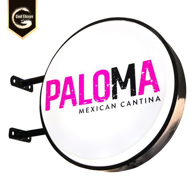 Advertising High Quality Acrylic Bar Street Wall Mounted  Double Sided Round Light Boxes Led Light Box