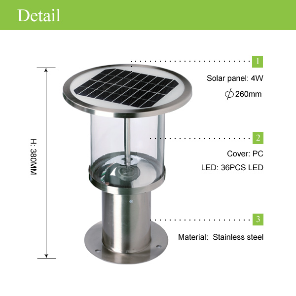 Super bright nice simplestyle garden solar led lighting lamp Made in P.R.C (JR-CP96)