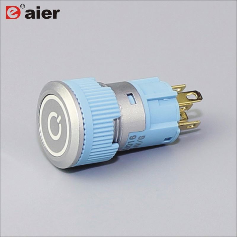 16mm illuminated big push button - momentary - white bell push switch