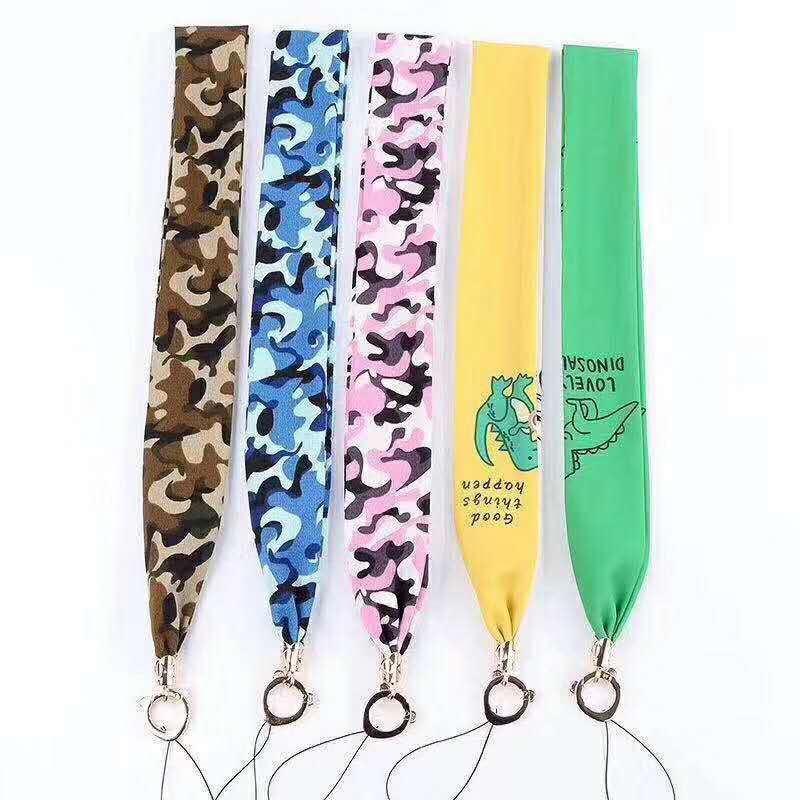 Fashion Chiffon Neck Lanyard Flower Wide Strap keychain for keys ID Card Gym Mobile Phone Straps USB Badge Holder DIY Hang Rope