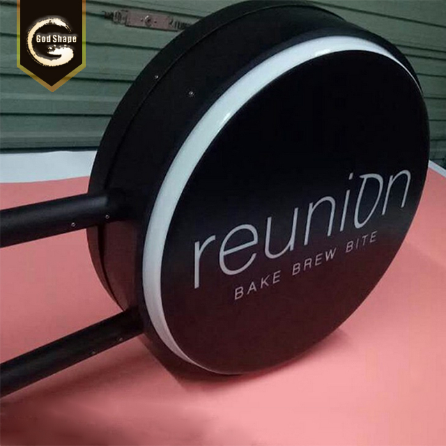 Modern Wall Mounted Advertising Double Sided Round Led Light Box Signage