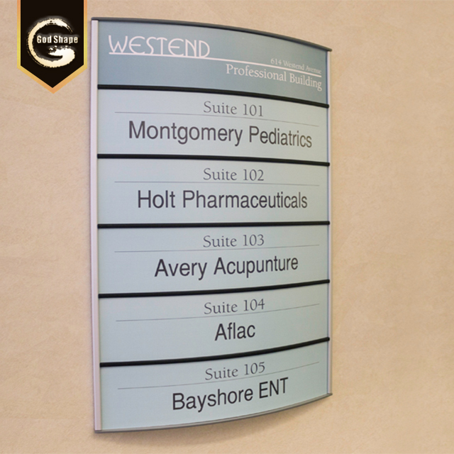 Factory Custom Made Curved Metal palque Office Door Sign Restroom Street Number Sign