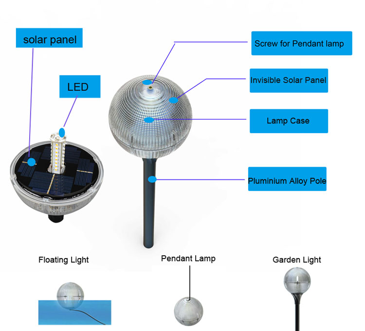 NEW 2018 LED Solar Garden Ball Light floating lamp , pendant lights Modern