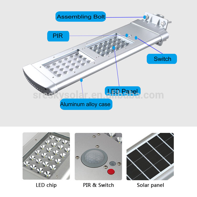 good heat dissipation 46 led long lifespan solar street light li-ion battery paypal 20watt,led parking lot pole lights