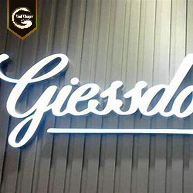 Custom SS Frontlit Shop Front Cafe Pizza  Car Logo illuminated 3D Laser Cut Raised Number LED Letter Sign