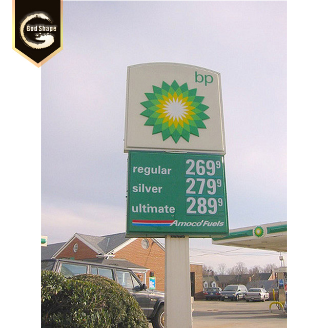 Illuminated Signboard Advertising Pylon LED Sign for Gas Station