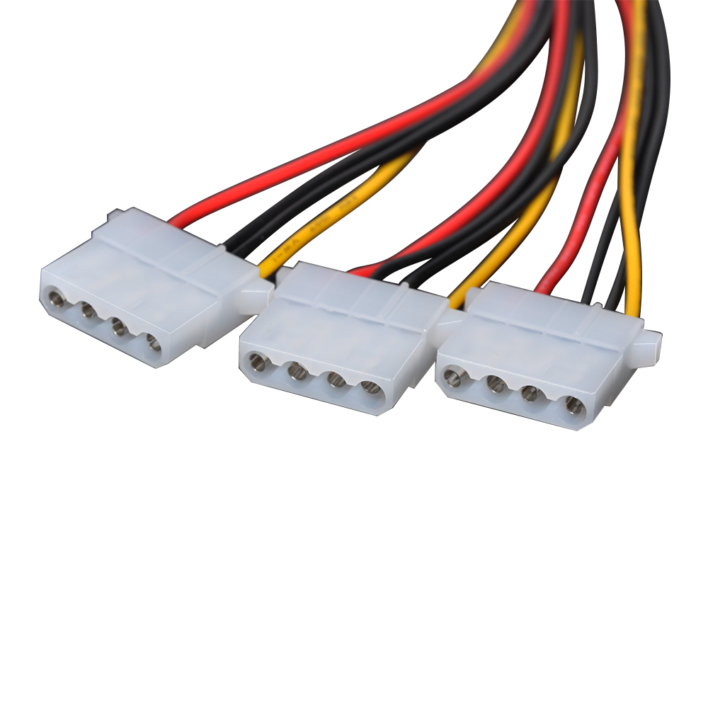 4 Pins male to 3 Port Molex IDE female power splitter computer adapter 4 Pins IDE power cable optical drive external